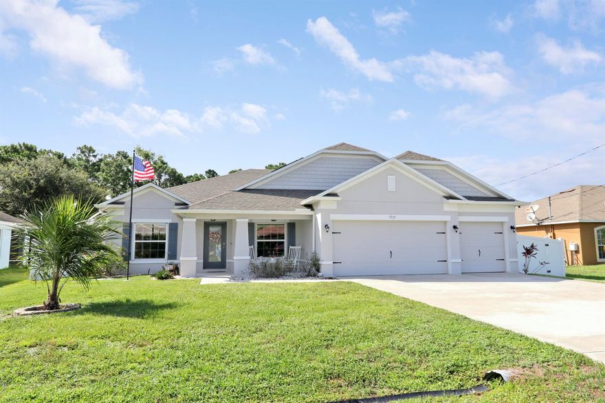 Welcome to this stunning 2020-built home offering the perfect blend of style, space, and functionality. Featuring 4 spacious bedrooms plus a versatile den, this home is designed to fit every lifestyle.  Home is equipped with state of the art solar panels for low energy bills.Enjoy Florida living at its best with a beautiful sun deck and sparkling pool, all within a fully fenced backyard--ideal for entertaining or relaxing in privacy. Inside, you'll love the custom touches like shiplap detailing in the foyer and dining room, adding warmth and coastal charm.  The open-concept layout flows seamlessly with high ceilings, abundant natural light, and modern finishes throughout.  Stunning gourmet kitchen with quartz and expansive living space makes it perfect for gatherings.