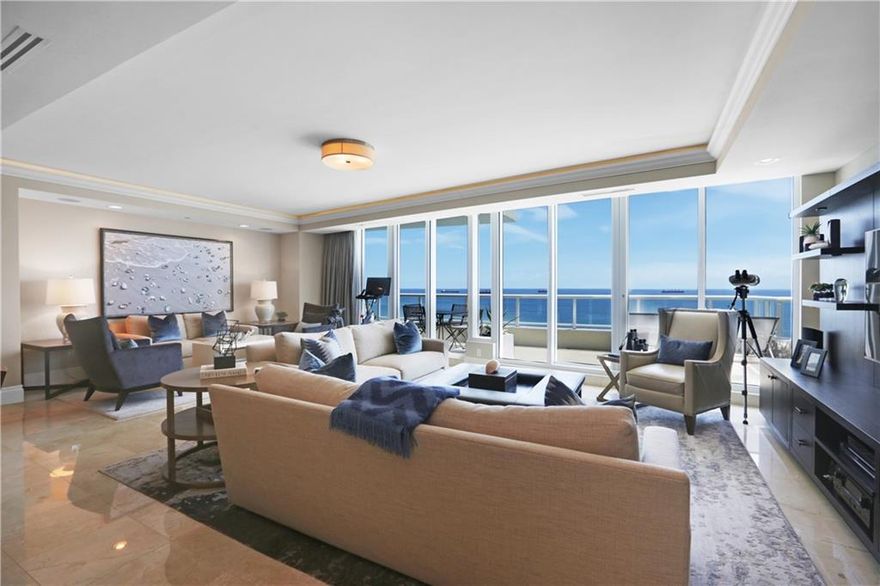Spectacular Ritz-Carlton Fort Lauderdale Beach Private Residence. SE corner w/ endless views of the Atlantic Ocean down to Miami and Direct Intracoastal views to the West. Enjoy magnificent sunrise on the ocean front terrace and the gorgeous colors of sunset on the intracoastal terrace. 4 bedroom residences are a rarity in the Ritz, making this a phenomenal opportunity. Enjoy a full service, resort lifestyle with the 5 Diamond, world-class staff of the award winning hotel. Private lobby, private elevator bank, parking garage access or valet, private residence concierge with the finest hotel amenities; in-room dining, state of the art fitness center, 10,000 sq ft spa, ocean view pool deck with owner's lounging section. Only 28 Private Residences in total.