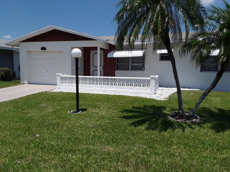 Charming single family house in move in condition. Open front patio, screened back porch, A/C installed late 2016. Large walk in closet in master bedroom, eat in kitchen, second bathroom has Jack & Jill doors. Cypress Lakes is an active 55+ community with manned gate 24/7. FREE GOLF course, mini golf, pool, hot-tub, sauna, fitness rooms, tennis and so much more.