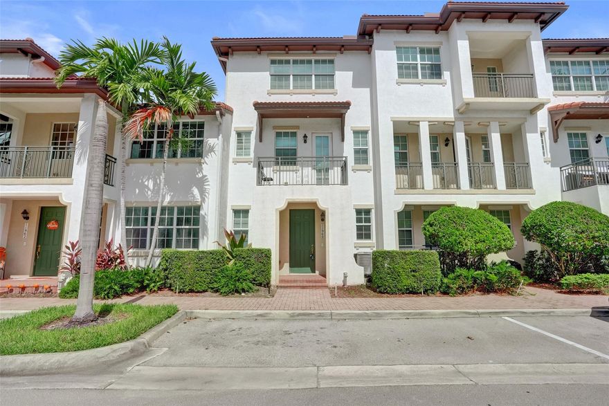 This well-maintained tri-level townhouse offers Mediterranean Style design. 1st floor includes a large living area, half bath, and a 2-car garage. 2nd floor features a family room, dining area, open kitchen, bedroom, full bath, and private balcony. 3rd floor you'll find a spacious master bedroom and a third ensuite bedroom, providing privacy and comfort. Additional features include impact windows and doors, in-unit laundry, and direct garage access. Low HOA (Incl: Cable, Internet, Gated Community). Community Features a Clubhouse, Pool, Gym, Outdoor Kitchen, Playground, Dog Park, And Walking Path with Lake Views. Very Conveniently Located To I-75 and the Turnpike. Minutes Away from Shopping, Dining & Entertainment.