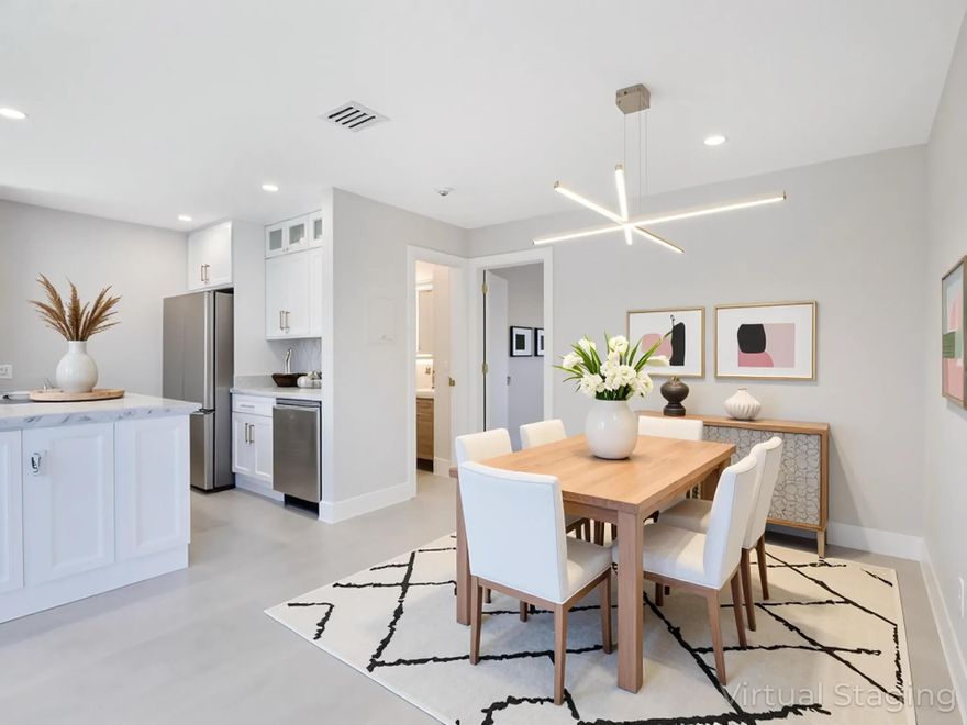 WOW - INVESTOR FRIENDLY and RENT IMMEDIATELY! Welcome to this stunning property or investment opportunity in one of Boynton Beach's most desirable communities, just minutes to the beach and renowned Downtown Delray Beach, "The Ave." This modern 2-bedroom, 1.5-bath second-floor unit has been completely renovated from top to bottom with all new inside and out, offering a stylish blend of high-end finishes, comfort, and convenience. Step inside to discover large-format 24x48 porcelain tile flooring throughout, creating a sleek and contemporary feel. The brand-new kitchen features white shaker cabinets, 2.5-inch mitered quartz countertops, and all-new stainless steel appliances, including a brand-new washer/dryer and AC. The bathrooms have been beautifully updated with modern vanities, lighted mirrors, and elegant fixtures. Every detail has been thoughtfully designed, including new shaker-style doors and upgraded finishes that elevate the entire space. Enjoy the open-concept living area, a spacious primary bedroom with ample closet space, and two inviting outdoor areas, a large upstairs balcony ideal for relaxing, plus a bonus private fenced-in courtyard downstairs, perfect for grilling or entertaining. The association has recently completed a new roof and exterior paint, adding even more value and peace of mind. Located in The Crossings, residents enjoy resort-style amenities including a swimming pool, tennis courts, playgrounds, and a clubhouse. The maintenance fee covers water, sewer, trash, exterior maintenance, landscaping, and exterior insurance, making ownership easy and hassle-free. Conveniently located near I-95, shopping, dining, and entertainment, this home offers the best of South Florida living. Investors welcome! This unit needs nothing and is ready for immediate rental income. Cash or 25% down required for financing.