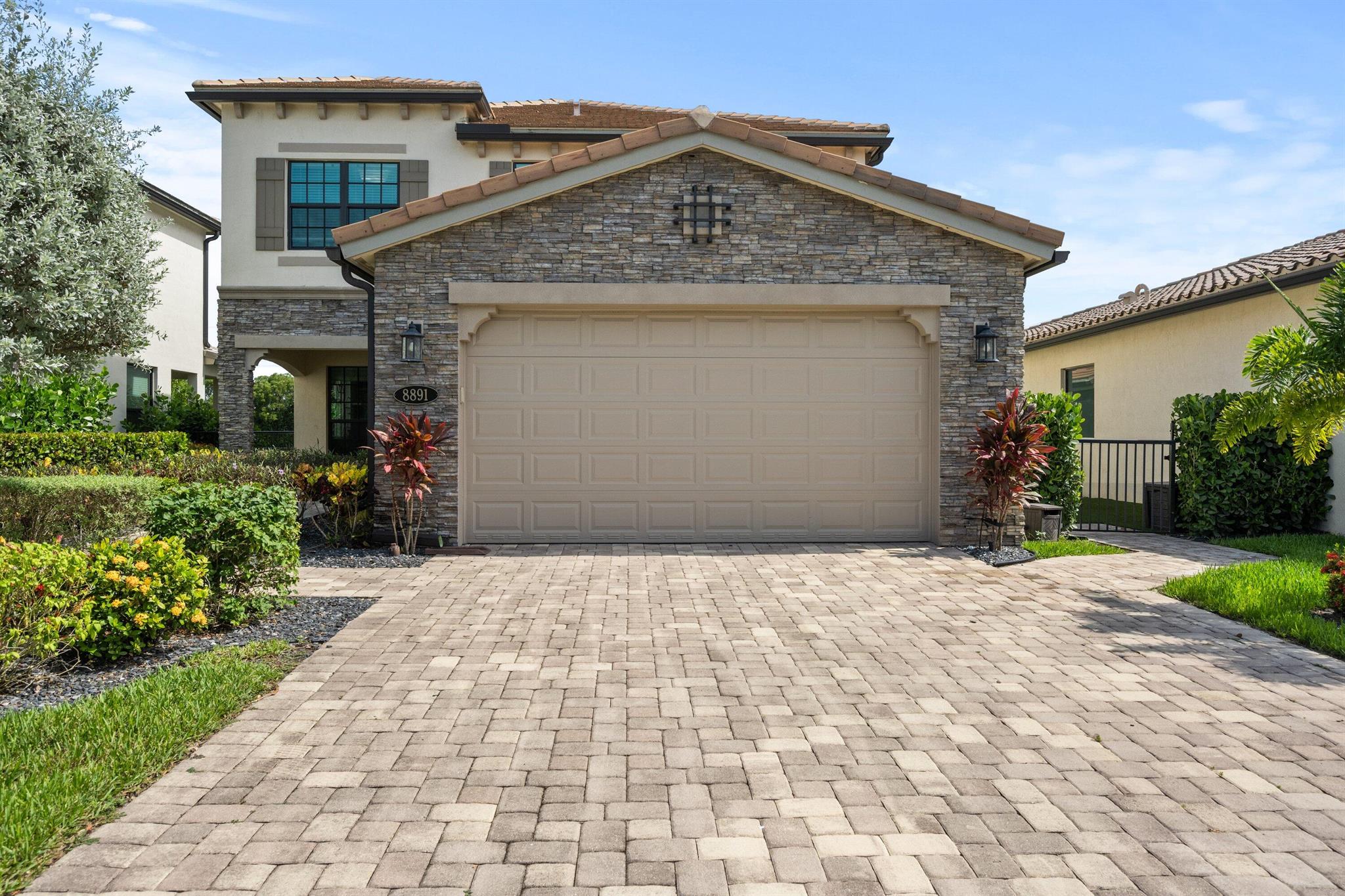 Welcome to your dream home! This stunning 4-bedroom + loft, 3-bathroom single family home is located in the sought after Palm Meadows Estates, this all ages gated community offers luxury living with resort style amenities and peaceful lake views. Open concept layout with plenty of natural light. First floor has a bedroom and full bathroom perfect for guests or in-laws Modern kitchen with quartz countertops, stainless steel appliances, gas stove, double ovens, and built-in cabinet organizers, Eat-in kitchen plus separate dining area. Upstairs is where the rest of the bedrooms are including laundry room with storage upstairs. Large Primary bedroom with seating area, walk in his and hers closets, primary bathroom with his and hers vanities. Loft space ideal for a TV room, kids play area.