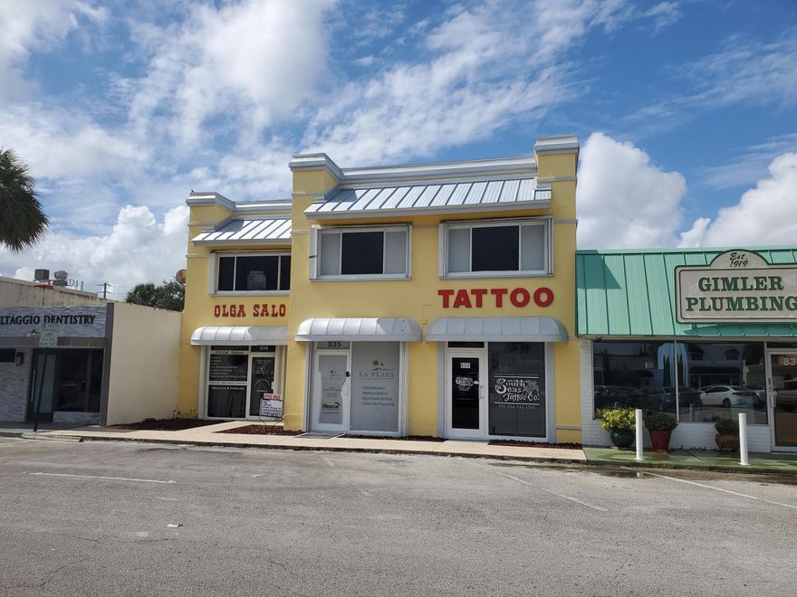 1,150 sqft on second floor, 4 rooms plus restroom, kitchenette, laminate flooring, central A/C, Zoning B-1 ;