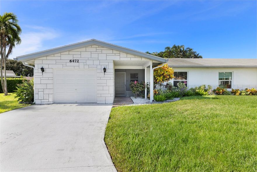 Beautifully Updated Villa located on a quiet cul-de-sac in the desirable Delray Villas Plat 4/5 community. This spacious & inviting residence features all new impact windows, a newer garage door w/opener, luxury vinyl flooring throughout, fresh interior paint, new ceiling fans & sliding door entry to private screened lanai. The kitchen has been previously updated w/modern finishes & ample cabinet space. Enjoy resort-style living w/access to a clubhouse, fitness center, swimming pool, tennis & pickleball, shuffleboard, billiards, & library. The low monthly HOA fee includes lawn care, irrigation, pest control, & all community amenities. Conveniently located close to shopping, dining, major highways, & vibrant downtown Delray Beach, this home offers comfort, style, and exceptional value.