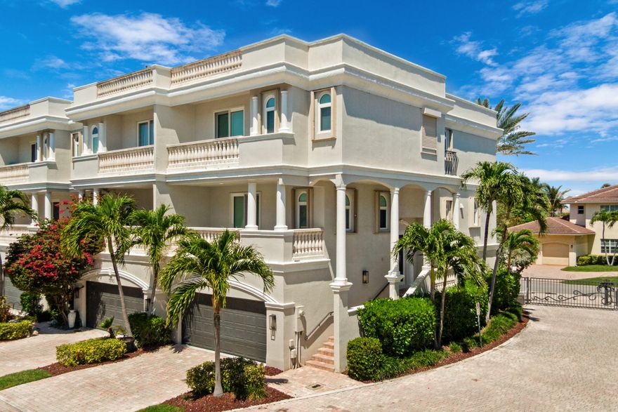 Step into the life you've been imagining—and realize it's even better in person. Welcome to a rare, corner-unit townhouse in the exclusive Hillsboro Bay by the Sea, where private beachfront living isn't a luxury, it's your everyday reality. Just steps from your front door, the sand and sea become part of your daily rhythm. Morning walks on the beach, sunset skies from your terrace, and the soothing sound of the ocean set the tone for a life well lived.  This fully reimagined 3-bedroom, 3.5-bath residence delivers a flawless blend of modern design and effortless comfort. Renovated in 2021 by Alacasa Design Studio, every inch has been elevated, from the 9.5-foot ceilings and impact glass throughout to the curated finishes and custom lighting that create a warm, sophisticated ambiance. At the heart of the home, a stunning chef's kitchen commands attention with a dramatic waterfall island, hidden pantry, and a full suite of premium Thermador appliances, perfect for hosting unforgettable gatherings or enjoying quiet nights in. The layout is as functional as it is beautiful, featuring a private ground-level retreat with a wet bar, wine fridge, and media wall that opens to a secluded backyard, ideal for guests, work, or relaxation. A private elevator connects all three levels, offering seamless convenience, while a custom bedroom or office with a Murphy bed adds flexibility without compromising style. Upstairs, your primary suite is a true sanctuary. Wake up to soft ocean views from your private terrace, unwind in a spa-inspired bathroom with designer marble finishes, and enjoy expansive dual walk-in closets designed for elevated living.  Every detail has been considered: Electrolux laundry suite, whole-house water filtration with reverse osmosis, automatic shades, and refined built-ins throughout—this is a home that feels as good as it looks.  Beyond your door, you're immersed in one of South Florida's most desirable coastal enclaves. Walk to waterfront dining, admire the surrounding estate homes, or spend afternoons by the iconic Hillsboro Inlet and Lighthouse watching yachts glide by. This is coastal living at its most authentic and most exclusive.  And as Pompano Beach continues to be a premier luxury destination, you're perfectly positioned to benefit. Pompano Beach is one of South Florida's fastest-growing coastal communities, offering an elevated blend of Waterfront lifestyle, convenience, and long-term investment appeal. The revitalized beachfront offers world-class restaurants and luxury destinations including The W, Ritz-Carlton, Waldorf Astoria and Armani Residences. Enjoy the Pompano Beach lifestyle with an abundance of rooftop lounges, casual oceanfront dining, the iconic fishing pier, and new waterfront parks designed for an active, outdoor lifestyle. All in walking distance.  Downtown continues to evolve with the completion of the new City Hall and expanded civic spaces. For added convenience, the circuit electric rideshare makes getting around easy and efficient. With quick access to intracoastal waterways and ocean access just minutes away, Pompano Beach is a boater's dream community. Local pickleball courts, neighborhood parks, and multiple championship golf courses throughout the area are the cherry on top. For travelers and commuters, FLL Int'l Airport is 25 minutes away, Miami Int'l Airport is 40 minutes away, and Palm Beach International Airport is 40 minutes away.   This isn't just a townhome—it's a turnkey coastal lifestyle, rarely available and impossible to replicate.  Once you see it, you'll understand: This is the one for you!