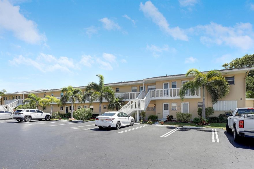Welcome to this charming 1 bedroom.  1 1/2 bathroom condo located in the 55+ community of Village Royale. This well-maintained unit features fully tiled floors, an open kitchem, an updated electric panael and a newer water heater. Rent includes water, trash, internet and basic cable! Just steps away from the community pool. Condo can be rented as is with tasteful furniture or landlord is willing to remove it for an unfirnished rental- you decide! Conveniently located near I-95, just minutes from the beach, shopping and dining. Don't miss this opportunity to rent this condo.