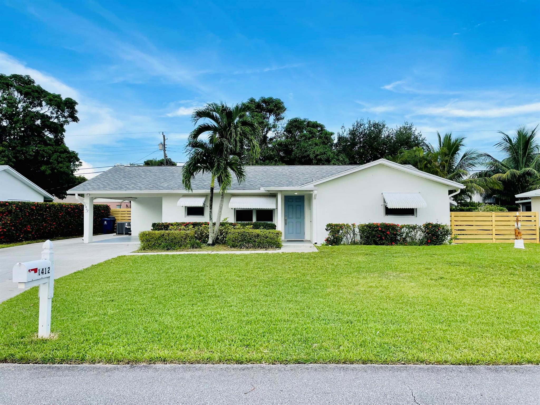 This beautiful 2 bedroom, two bathroom located in the heart of Jupiter. Can be furnished or unfurnished. This home is located in the highly desired neighborhood of Riverside Drive Park. Community includes a clubhouse, two hobby buildings and green open spaces. This home is clean and updated with a private fully fenced backyard. Screened in patio for you to enjoy your morning coffee. Hurricane impact windows and doors. Both bedrooms are large with walk in closets. Office space area with built in cabinets. Washer and dryer. Covered carport with double driveway. Nice storage shed in backyard. Pets on a case by case basis.