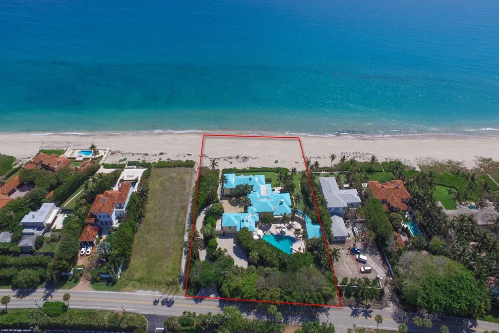 Welcome to Bala Machree located at 3545 North Ocean Boulevard; one of Gulf Stream's finest oceanfront properties. Situated on 1.96 acres with 230 feet of direct oceanfrontage, this expansive coastal compound is nearly double the average oceanfront lot size in the area. The regal residence captures the timeless elegance of a Palm Beach estate complete with stunning ocean views, marble and hardwood floors, custom moldings and woodwork, volume ceilings and sprawling grounds. With a North Ocean Boulevard address, the property is conveniently located just north of Delray Beach's Atlantic Avenue and a scenic drive along the iconic A1A to Worth Avenue in Palm Beach with three international airports easily accessible. Located on almost two acres, this oceanfront property commands attention