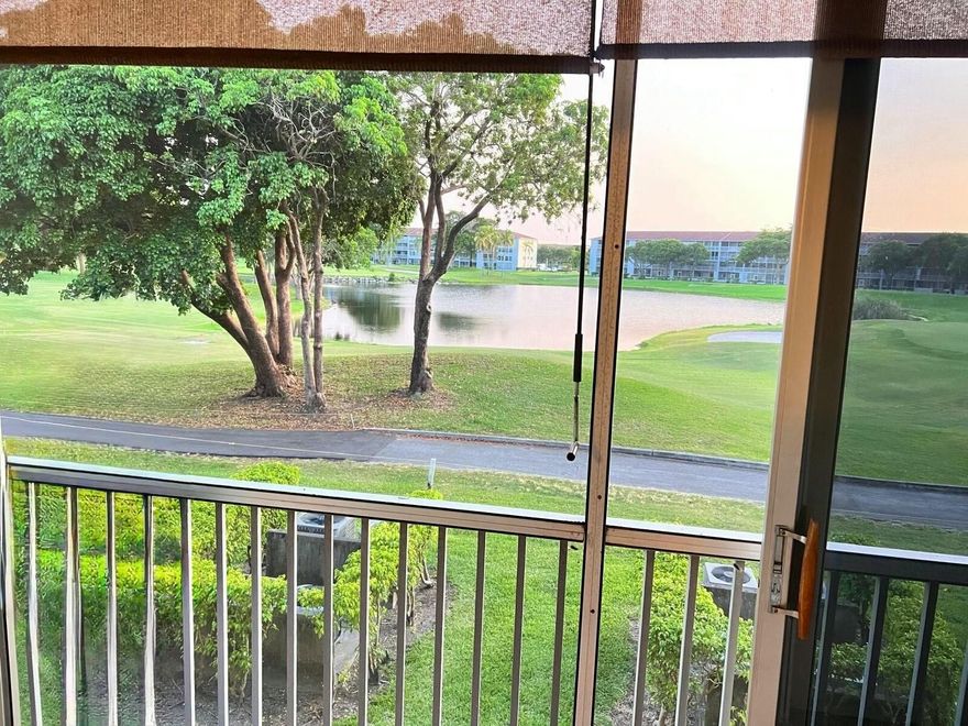 An unobstructed panoramic golf and lake view! Bring your client to see this beautiful 1 bedroom 1.5 bath Condo. Suturing a fully upgraded kitchen. The space has been meticulously upgraded with exquisite modern white cabinets. Sleek granite countertops with a contemporary stone design and recessed lighting which dramatically improve the visual appeal of the entire kitchen area. Stainless steel appliances. The bedroom features custome made closet organizers. The bathroom has been tastefully upgraded with a step in shower and glass shower door creating a clean and modern feel. Additional highlights include hurricane shutters and impact patio glass door.