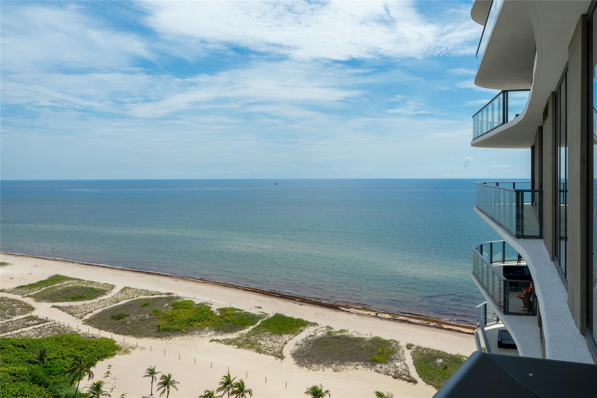 Live Like You're on Vacation Every Day in this stunning oceanfront corner unit w/ North, East & West exposures in one of Florida's most beautiful Beaches. Spacious 2 bedroom, 2.5 bath residence features a wrap-around balcony w/ 500 sq. ft. of outdoor living space—perfect for soaking in breathtaking views of the ocean, Intracoastal & city skyline through floor-to-ceiling windows. Open-concept layout, Italian cabinetry, quartz countertops w/waterfall-edge kitchen island & top-of-the-line Miele & Sub-Zero appliances. This Sabbia Beach residence redefines resort-style living w/ premium amenities. Located just minutes from Ft. Lauderdale Int'l Airport & Two Private Airports. Pompano Beach Pier, Dining & entertainment & minutes to Las Olas Blvd fine dining, shopping & entertainment.