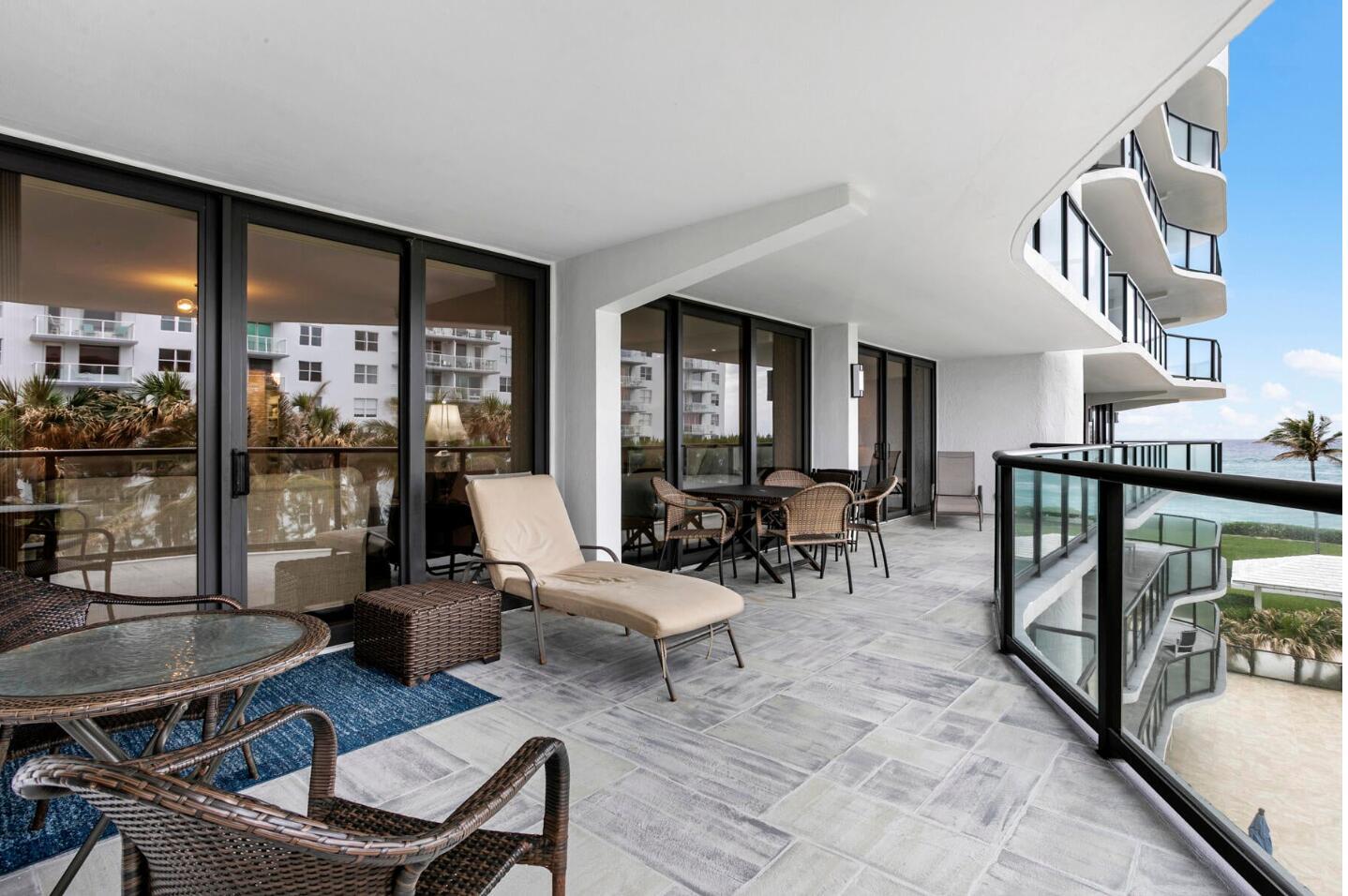 Renovated and furnished condo with 3 bedrooms, 2-1/2 baths, and a large open kitchen with breakfast bar and eating area. All rooms open up to an expansive 59' balcony. Live the Palm Beach lifestyle with 24 hr door staff, garage parking, an oceanfront pool and hot tub, fitness center, 2 tennis courts and on site management. CLose to a public waterfront golf course, shopping, fine hotels and 15 minutes to The Palm Beach International Airpport.