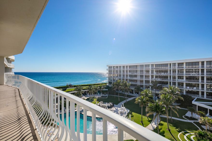 Stunning 3BR/3.1BA condominium with pool front cabana in fantastic, full-service Oceanfront building. This beautiful corner unit features floor to ceiling windows with breathtaking views of the Intracoastal, ocean, and stunning pool area. West facing formal living room filled with natural light and incredible sunset views. With a gracious floorplan and multiple covered balconies, this light and bright unit is perfect for both indoor and outdoor entertaining. Sloan's Curve is a full-service building that offers 24-hour security, full time manager, exercise facilities, tennis courts, stunning resort style pool area, and beach access for residents.