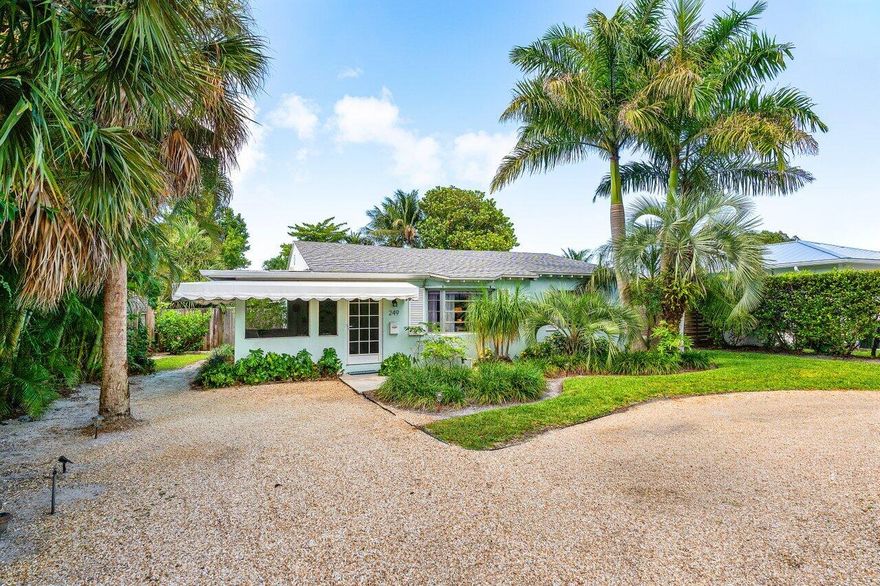 Tucked away in East Delray, this quintessential "old school Delray" beach house captures the effortless charm that made the area so special. Just moments from the ocean and Atlantic Avenue, it offers a relaxed, surf-inspired lifestyle with a timeless coastal feel. A rare opportunity to live close to both the beach and downtown, enjoying the best of Delray at your doorstep. Set on a generously sized lot, the backyard is a private retreat—fully enclosed by lush tropical landscaping with a pool. Inside features three spacious bedrooms, an inviting layout, an enclosed front patio, and a classic pebble horseshoe driveway.