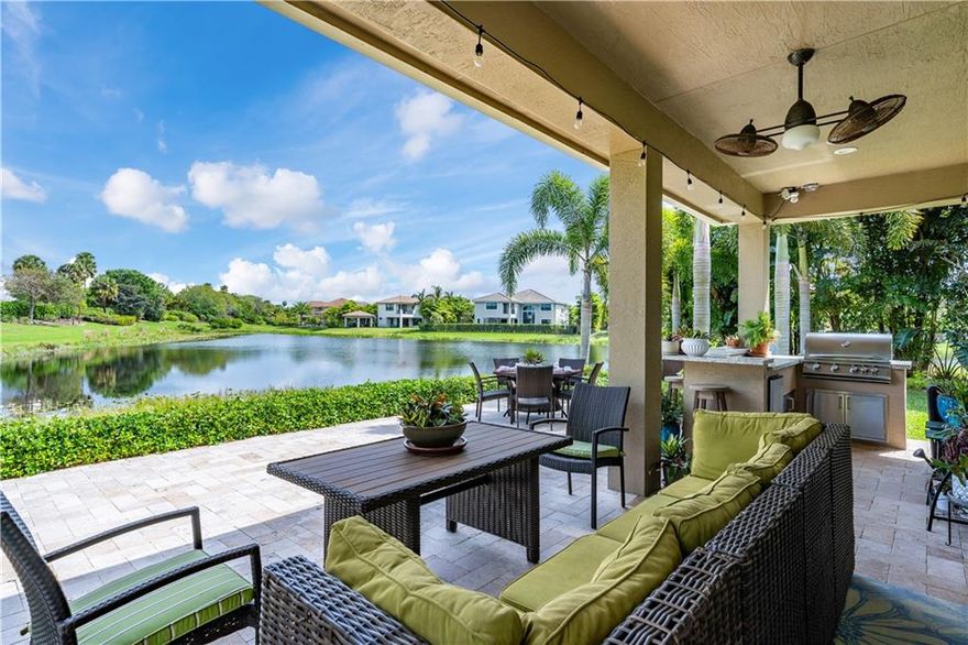 Beautiful Lakefront 2 Story Home on .30 Acre Cul de Sac Point Lot (12,832 SF)*3 CAR SIDE ENTRY GARAGE with Guest Parking for 6 Cars*Therapeutic Hot Springs Jetted Hot Tub*Outdoor Bar w/mini frig & Gas Grill*Built-in Gas Fire Pit*Almost 3000 A/C Living SF*Impact Windows & Doors*1st Floor Master & Sitting Room/Office*Formal Dining*Family/Great Room*Breakfast*Kitchen w/Induction cooktop*Walk-in Pantry/Storage under stairs*Custom built-in buffet & Beverage frig*Roll out shelving & soft close drawers*Wood stairs to large loft & Guest Bedroom*Carpet in Jack/Jill bedrooms*Plantation Shutters in Bedrooms*Smart Home Technology*Cat5 wiring*Nest thermostats*Ring doorbell*Insteon controlled in/out lighting & hot water circulation pump*Rachio irrigation system*Cellular Modem Alarm & More!