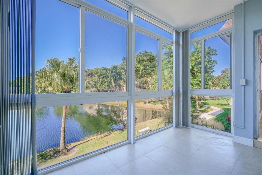 ENJOY THE BEAUTIFUL! PEACEFUL VIEW ON THE LAKE, FOUNTAIN, GARDENS & WALKING PATHS FROM THE TERRACE OF THIS 2ND FLOOR APARTMENT! REMODELED KITCHEN WITH GRANITE COUNTERS!! IMPACT WINDOWS!!  YOU NAME IT SHE HAS DONE IT!  GORGEOUS!!  UNFURNISHED.  LARGE TILES THRUOUT! AC 2006 & WH NEW.  BATHROOM IS ALSO REMODELED. BUILDING HAS A NEW ROOF IN 2024, & COMPLETED THE 50 YEAR INSPECTION. BUILDING IS IN GREAT CONDITION!! VERY ACTIVE 55 & OVER COMMUNITY!! FEATURES: PETANQUE, SHUFFLEBOARD, HEATED POOL, EXERCISE & BILLIARD ROOMS & OTHER ACTIVITIES! ASSOCIATION REQUIRES 750 CREDIT, $40,000 INCOME! INCLUDED IN THE MAINTENANCE IS INTERNET & CABLE, PEST CONTROL, WATER, INSURANCE. HURRY THIS WON'T LAST LONG THIS AMAZING DEAL!!