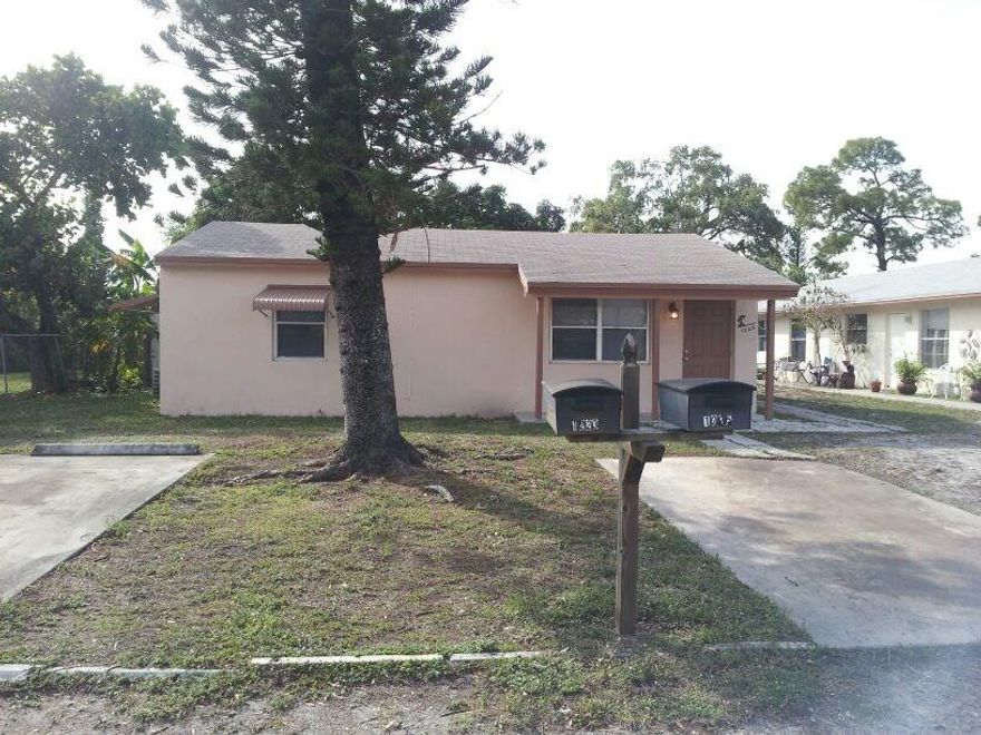 Legal Duplex property – Front house 3 bed/1 ba attractive to families & if Section 8 extra bdrm stipend. Back house has  nice vaulted ceiling & living area splits bdrms. Both units are tenant occupied (m2m). Landlord just replaced ranges & refrigs in both units. Market rate for rent roll much higher, current rents low as tenants pay all utilities. Units have separate water & electrical meters with central air. Individually locked outside closets have hook-ups. NEW fencing along south side - Ready to go!!