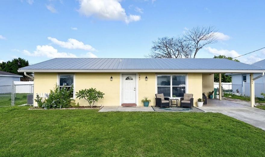 Big Ticket Items Completed! Don't miss this beautifully updated 2/2 in a quiet Port St. Lucie neighborhood with NO HOA and public city water/sewer! Enjoy a NEW ROOF, new water heater, new flooring, fresh interior paint, and newly remodeled Master and Guest bathrooms all since 2021. The kitchen features brand-new appliances and offers a fantastic opportunity for you to complete the final cosmetic updates exactly to your taste. Relax in the expansive 27x11 Florida Room, or step outside to the huge, newly fenced backyard featuring a covered patio and a new oversized 18x10 shed. Located just minutes from local parks, churches, and stores. The heavy lifting is done—just bring your finishing touches!