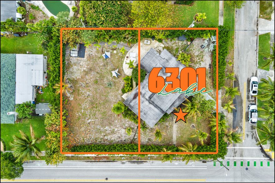 Amazing development opportunity in the south end of West Palm Beach! 6301 and 6311 Lake Avenue allow a builder to potentially build two new homes side by side in a popular established neighborhood less than 1 mile to the waterfront and near popular local attractions like The Park Golf Center, the Cox Science Center and the Palm Beach Zoo.    Currently one large parcel at the corner of Lake Avenue and Nathan Hale Road, the plan would be to demo the current structure and divide the property into two buildable parcels approximately 67.5' x 100' each. Each side is available for $675,000 and one can benefit from the economies of scale by building two homes at once. 6301 Lake Avenue is the current address for both and the proposed address for the north side lot after the division. The Dreher Park neighborhood is close to everything - less than a mile to the fun shops of South Dixie Highway and delicious restaurants like Café Med, Don Ramon, Sushi Jo, La Sirena and Aioli. You are less than a mile from the recently renovated public golf course named The Park with driving range, putting greens, and new clubhouse with restaurants overlooking the fairways. You are quite close to the long waterfront promenade that runs along Flagler Drive perfect for exercise or walking the dog.  There is a pocket park at the end of the street and then to the west the expansive Dreher Park with miles of treed walking trails and lakes. You are near South Olive Tennis Center and also Phipps Park home to little league baseball, pickleball and a skate park. And you are just a quick drive to the beach, the airport, or downtown West Palm and Clematis Street and CityPlace.  This opportunity is perfect for a developer who is ready to purchase this land and build two new homes in an area popular with buyers near everywhere you want to be in West Palm. 6311 and 6301 Lake Avenue are only available together as a package deal priced at $675,000 each and the buyer would be responsible for the demo and the lot split. Call today as the opportunity to build two homes side by side does not come along every day.
