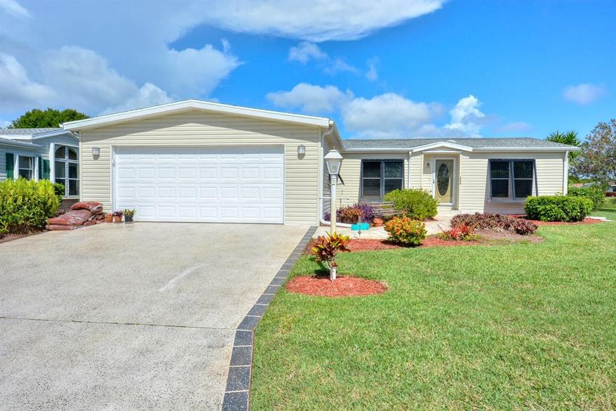 Bring Binoculars! Nestled in a cul-de-sac with AC'd FL Rm and patio is this perfect sized, well-maintained, 3 Bedroom/2 Bath with Open Floor Plan and 22 x 22 Garage. Large Master Bedroom and Bath. Wood Laminate and Tile except in Bedroom 2 & 3 which are carpet. This home has all the features plus is in the best 55+ community on the Treasure Coast. All stainless appliances in kitchen are new from 2021, newer stacked, washer and dryer and 2 1/2 yr old elec.hot water heater. Master bedroom furniture minus mattress available for purchase.
All measurements approximate, buyer to verify.