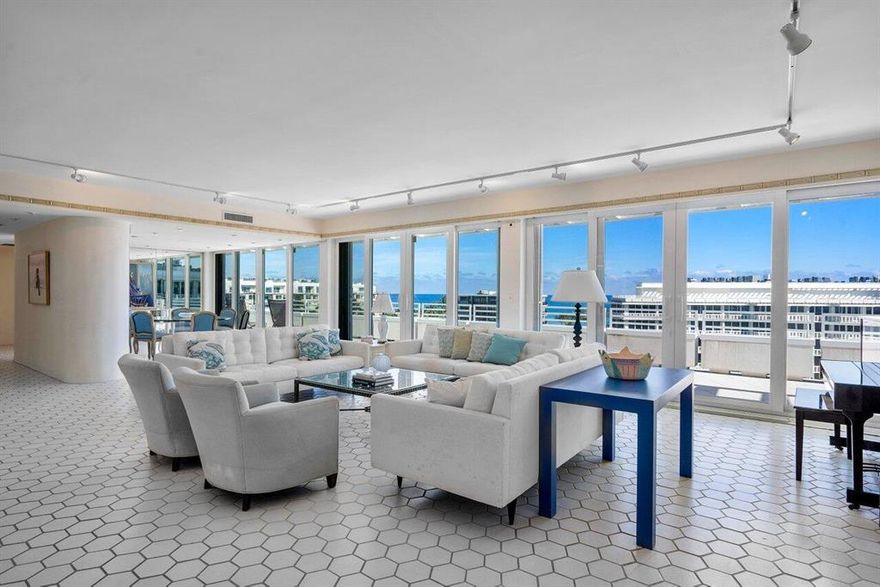 Rarely available 3BD/3BA penthouse with the most phenomenal ocean views enjoyed from an oversized 1,000+ SF wrap around terrace. Extraordinarily bright with high ceilings and spacious living spaces, this condo has a poolside cabana and is ready for your personalization! Luxurious, full service amenities at premier in town Sun & Surf include valet parking, doorman, full time manager, stunning updated lobby, fitness center, pool attendant, & beach access.  Don't miss out on the only penthouse available! Pets allowed.