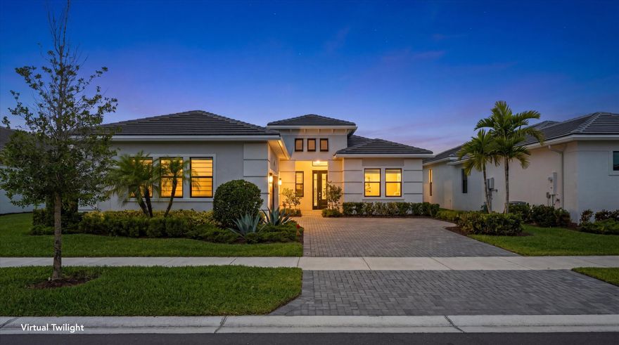 Welcome to the highly sought-after Palm Beach model in the premier 55+ Cresswind community of Westlake, FL. This like-new, single-story home offers 2,543 square feet of thoughtfully designed living space, featuring 3 spacious bedrooms, 3.5 bathrooms, a versatile den/flex room, and an extended 2-car garage.  Step inside to an open-concept layout with tile flooring throughout the main living areas, creating a seamless and modern flow. The upgraded kitchen is a true centerpiece, perfect for entertaining and everyday living. Enjoy serene lake views from your backyard, with generous space and privacy from rear neighbors—ideal for relaxing or hosting guests. Additional highlights include an epoxy-finished garage floor and numerous upgrades that enhance both style and functionality. Experience resort-style living in one of Westlake's most desirable active adult communities—this home is truly move-in ready and a must-see!
