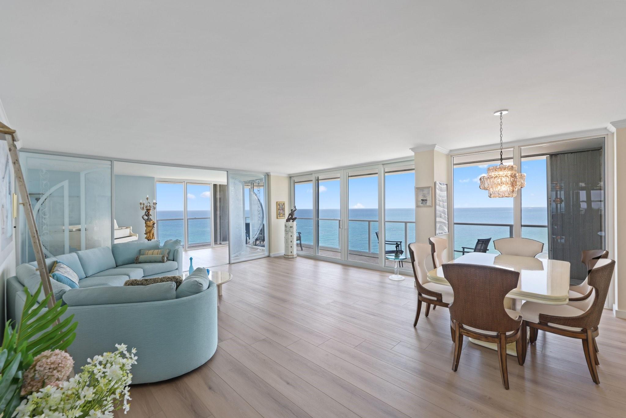 Rarely available point unit in a premier building situated directly on the sand! This stunning 3-bedroom, 2.5-bath residence offers breathtaking 180-degree ocean views, a semi-private elevator entry, and brand-new flooring, A/C, impact windows, and an updated kitchen. Thoughtfully designed with multiple walk-in closets, a dry bar, and a built-in Murphy bed for added versatility. Enjoy resort-style amenities, covered parking, and the peace of mind of a well managed building that has completed its 50-year safety certification, is financially strong, and fully up to date on maintenance.
Easy to show. Schedule your private tour today!
