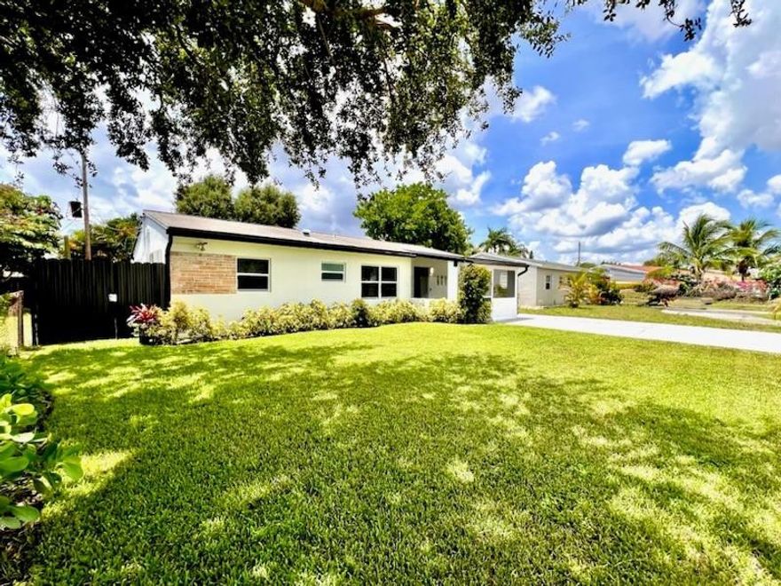 Modern updated 3 bedrooms,2 bath home in a great east side neighborhood in Oakland Park. Solid CBS home with Impact Windows for extra security and efficiency. The home offers updated kitchen with stainless steel appliances. Modern baths, attractive vinyl floors for easy maintenance. An extra-bonus room off the living room is perfect for an office, TV room or guests.  Large fenced grassy back yard, great for your fur family. A breezy screened porch in both the back and front of the house. Large 10'x18' storage shed for all your storage needs. Plenty of parking for several cars. The neighborhood offers a quiet street and an area full of families plus good schools. Close to all shopping needs, schools, churches, major highways. Tenant is responsible for yard care. Requesting 700 credit score.