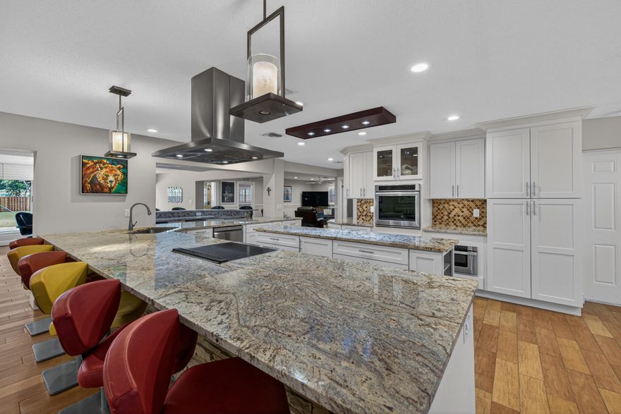 Live in the heart of Riverland in this turnkey family home. The layout is designed perfectly with 3 separate but open living areas that flow seamlessly. Entertain with a gourmet kitchen including two commercial-grade warmers, SS appliances and a full-sized bar overlooking the backyard and pool within this ~20,000 sqft estate. Enjoy an oversized breakfast nook that can also double as a playroom, office or living space. The laundry room is impeccably equipped with two W/Ds, endless storage and plenty of space for your household needs. Major updates include a newer roof, A/C and water heater updated PVC plumbing and electric, and a new pool heater powered by the home's 100-gallon propane tank. Additionally, the pool comes with a complete removable safety fence and outdoor shower.