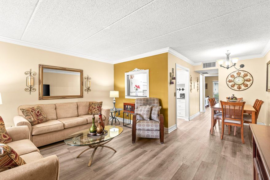 Searching for an affordable 1-bed condominium in Palm Springs with resort-style amenities and low-maintenance living? This second-floor condo in Village Green offers 1 bedroom, 1 bathroom, and approximately 650 living sqft in a desirable 55+ community close to shopping, dining, healthcare, and major Palm Beach County roadways. Features include a spacious 16x12 primary bedroom with walk-in closet, screened porch with garden and pool views, tile flooring, an updated kitchen, storm shutters, assigned parking, and convenient elevator access. Offered both furnished and unfurnished. Residents enjoy a community pool, clubhouse, fitness center, sauna, library, game room, shuffleboard courts, laundry facilities, storage and elevators throughout the community. Minutes from I-95 & the Palm Beaches!