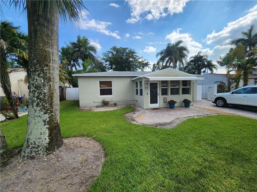Croissant Park, Beautiful Freshly painted 2 bed room 1 bath with large kitchen & Large back yard with New 24 feet Dia. Pool. This home was completely remodeled in 2017. Intrusion resistant Windows & Doors, New roof, New interlock driveway, Beautiful polished Travertine floors. New A/C unit & hot water heater, etc... New lawn, Landscaping & sprinkler system installed 2023. Front entrance area can be used as office, Comfortable rear covered porch, 7 minutes from everything, FLL Airport, Down town Las Olas, I-95, Fort Lauderdale Beaches & Shops, Great Location, etc...