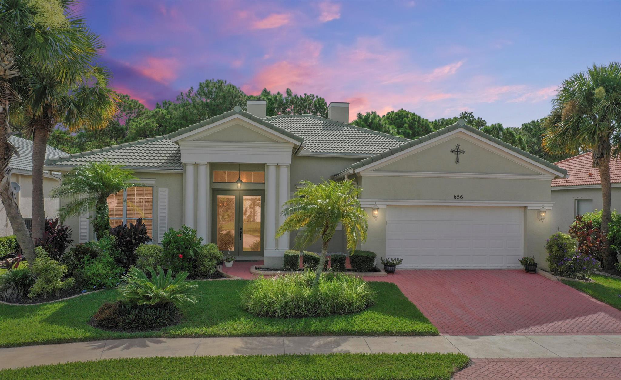 If you want space and elegance, this is the home for you! This cul-de-sac Lake Forest home boasts a Living Room, Dining Room and Family Room plus 3 BRs and a den. The kitchen has upgraded cabinets, gorgeous quart countertops a tile backsplash and a large pantry. Most of the interior has been freshly painted. The expansive Primary BR has an ensuite bath with double sinks and two walk in closets, one having built-ins. Two BRs are on the other side of the home offering privacy for all. The den has decorative molding and laminate flooring. Relax on the large, covered porch overlooking a preserve and a fenced yard. Lake Forest is an all-age community with 2 pools, a clubhouse and fitness room and is close to everything.
