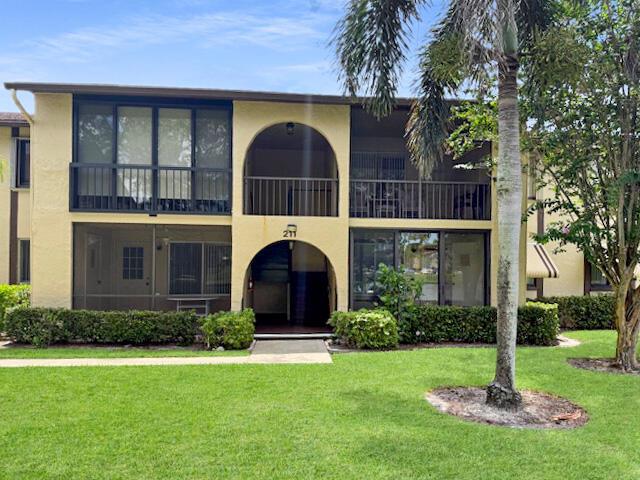 Welcome to this charming 2-bed, 2-bath main-level condo with lake view in Greenacres' desirable 55+ Pine Ridge South! This well-maintained home features a bright, open living/dining area flowing to a cozy front patio--perfect for relaxing. The kitchen offers ample cabinet space and an adjacent laundry. A smart split-bedroom layout ensures privacy. The spacious main bedroom includes an en-suite bath and generous closet, with the second bedroom and full bath nearby. Ideal for a relaxed lifestyle!Enjoy resort-style amenities: clubhouse, heated pool, walking trails, and social activities. Superbly located minutes from shopping, dining, golf, and beaches. Your piece of paradise awaits.