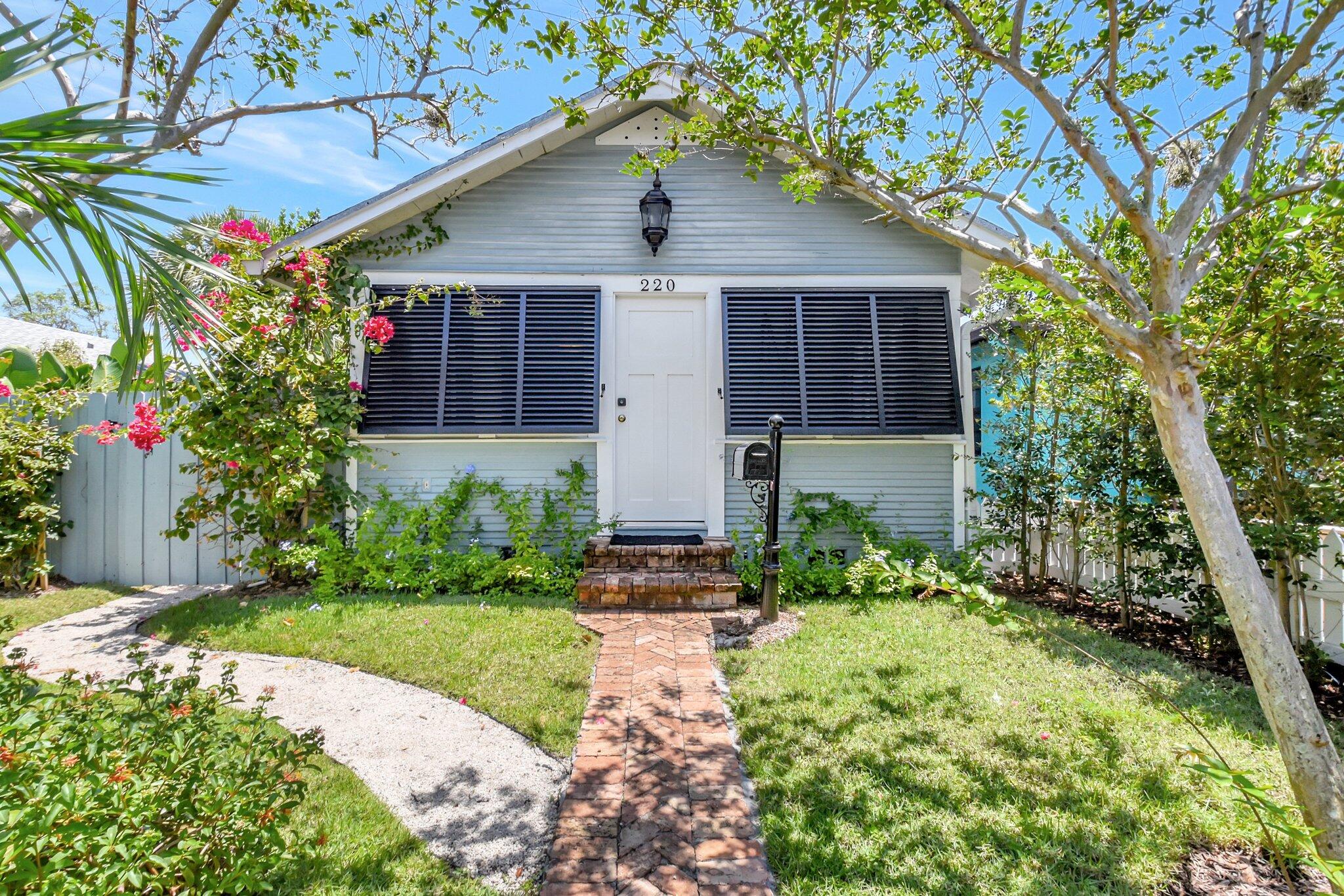 Stunning location In Downtown Lake Worth Beach. Great energy in this exceptional 1929 Home. Extremely private. Lush landscape. This Raised Home has over 20 impact windows for quiet Birdseye views of the exterior aesthetics. Full kitchen, central AC, & full-sized washer & dryer. Area for an office. A Bocce court set in the shared double lot. Unfurnished.
