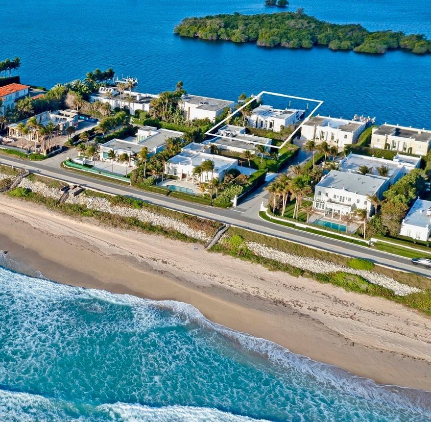 DIRECT WATERFRONT REGENCY ON PRESTIGIOUS BILLIONAIRES ROW WITH AMAZING INTRACOASTAL VIEWS AND ONLY 2 HOUSES FROM BEACH ACCESS. ALSO INCLUDES PRIVATE BOAT DOCK. THIS IS THE MOST INEXPENSIVE HOME ON THE WIDE INTRACOASTAL IN ALL OF PALM BEACH. The lower level has 3 bedrooms, gym and 4 full baths. Main level has the kitchen, wet bar, Formal dining room, Living room + sitting room. Upper level has 2 guest rooms and the Primary bedroom with his and her baths and huge walk-in closet. Limited Construction in progress. Seller's have plans to renovate which can be transferred to new buyer.