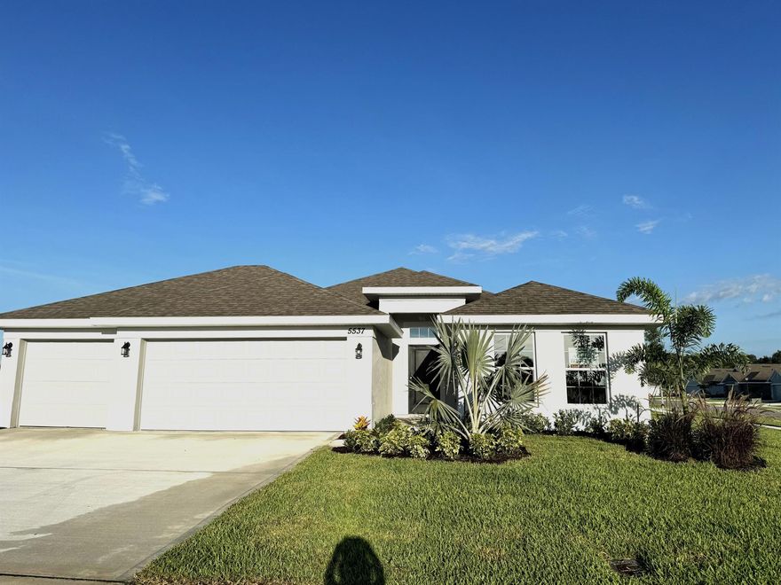 Huge Savings.  New CBS Home Ready Dec.2025.  Photos are staged.  4 Bedrooms, 2 Baths, 3 CAR GARAGE, 1820 sq ft.  Split floor plan formal dining room, large eat in kitchen with double low E Windows, pantry, open floor plan.  Master with high ceilings and master suite with garden tub& separate walk-in shower.  Double vanity.  As you enter see your beautiful water view.3 car garage for all your extra tools or golf cart.Waterstone offers Club house, full fitness room, Volleyball, pickle ball and tennis courts.  Easy access to I-95, beaches and Vero Beach for all the shopping you desire.  Streetlights & sidewalks for your evening strolls.  Downtown Ft. Pierce, boating, fishing delight   Home Warranty, No closing cost w/approved lenders.  No flood ins. needed