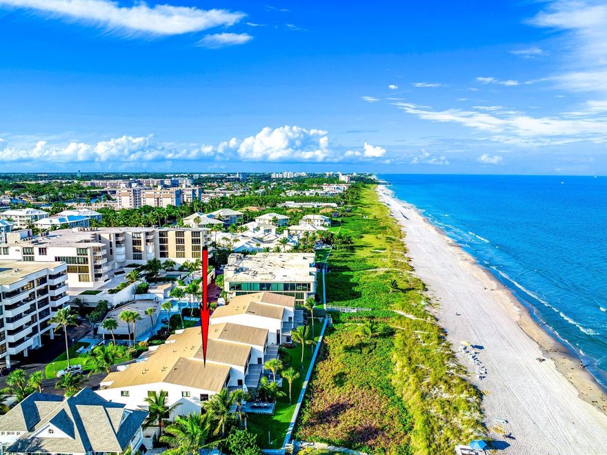 Direct oceanfront townhome on the beach. Townhouse is approximately 2,200 square feet under air. This rare find directly on the sand has 3 Bedrooms, 4 Full Bathrooms, 2 top floor balconies, 1 porch, and 2 sets of private laundry machines and a lot of closet and storage space. Pet Friendly! Swimming Pool & Gym. All new floors have high end porcelain or marble. There are all hurricane windows and doors. Gorgeous glass railings with chrome pieces are an outstanding addition. This special place has high ceilings and great natural light giving an open and airy feeling. Parking includes its own carport, an additional assigned spot and plenty of guest parking.