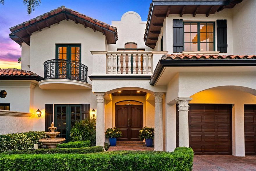 Ideally located in east Delray Beach. This spacious, Mediterranean-inspired estate is enveloped by lushly landscaped courtyards, outdoor living rooms and a sparkling pool with spillover spa. Well proportioned rooms are grand in scale, while light and airy; bringing the outdoors in through walls of windows and French doors. 
Just beyond a handsome office, Guest Suite and powder room, an expansive and private Master Suite is accessed through French doors on the ground floor. 
The volume ceilings throughout the formal and informal living areas contribute to the openness and elegant indoor/outdoor living. Upstairs, the two additional Guest Suites, on either side of the light filled landing, have access to a balcony and exceptionally large walk in closets.
This is easy, gracious living and entertaining space for family near and far. 
Beach access is just around the corner, and to the south is Atlantic Avenue; offering a variety of shopping, dining and entertainment. The desirable beachside address is centrally located between Palm Beach and Boca Raton, with access to not only the airports of PBI and FLL, but MIA is little over an hour away. 
This casually chic lifestyle is Delray Beach!