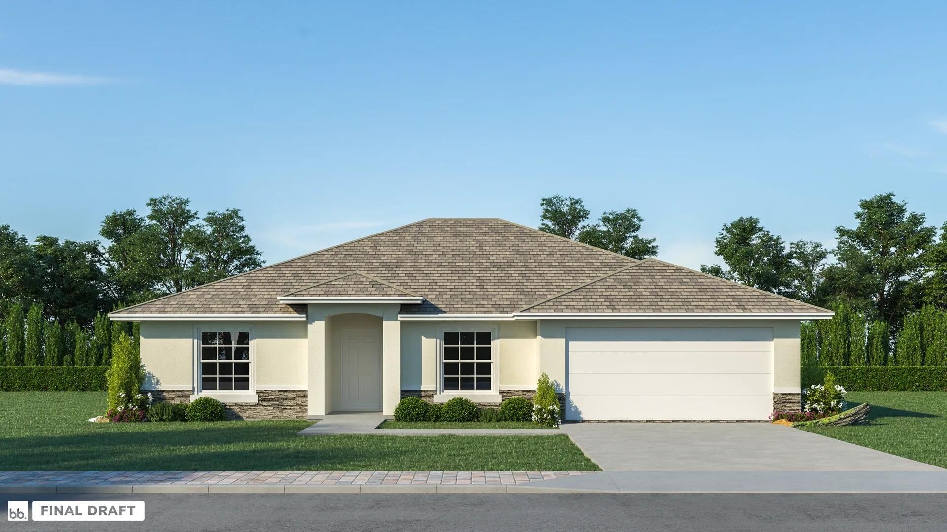One or more photo(s) has been virtually staged--New Construction. This Luxurious 3/4-bedroom, 2 Bath Property is exquisitely built with all of the upgrades nestled in the heart of Palm Bay. Inside you will find a wonderfully open floor plan perfect for family gatherings and entertaining. The capacious Chef's Kitchen is stylishly equipped with a prep island, solid wood cabinets, stainless steel appliances and ample storage. The contemporary living space is bursting with natural light and a flowing layout that is inviting and relaxing. Luxuriate in the vast Primary Suite that offers a collection of modern conveniences. This beautiful house is full of INCLUDED upgrades: solid wood soft close cabinets in the kitchen and in the bathrooms, luxury vinyl plank flooring (no carpet), tiled bathroom