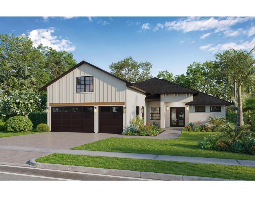 PRE- CONSTRUCTION - CRYSTAL FALLS, VERO BEACH New 5BR/3.5BA modern lakefront home (~2,900 SF) in Crystal Falls. Open layout designed for natural light, flow, and everyday livability. Features include a private loft-style guest suite with full bath, flexible for guests, office, or multigenerational use. Built with impact-rated doors and windows, guaranteeing long-term durability, storm protection, and energy efficiency. An oversized 3-car garage, clean modern architecture, and curated interior finishes selected for a cohesive, modern feel. Lakefront setting grants water views and a focus on indoor-outdoor living. Close to Vero Beach amenities, schools, and coastal access.