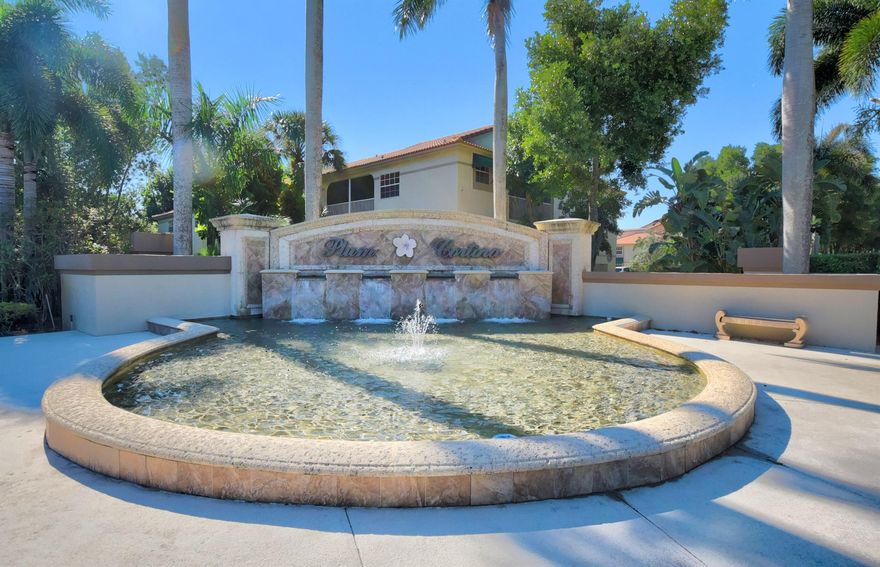 Welcome to this desirable home in Cortina/The Plum, in the sought after community of Boca Pointe Country Club. This home offers a renovated kitchen with all newer appliances, NEW PIPES, ceramic tile floors in all living areas, 3 spacious bedrooms and 2.5 baths (half bath has been completely renovated), a separate laundry room located on the second level, and a 1 car garage. The landscaped backyard offers private relaxation. Upon entering this townhome, you'll be impressed with the spacious interior and open living floor plan. The screened-in patio area offers a wonderful, private space to enjoy your morning coffee or a quiet afternoon. The HOA provides exceptional value, covering basic cable, internet, roof, building insurance, 24/7 manned security gate, community pool,