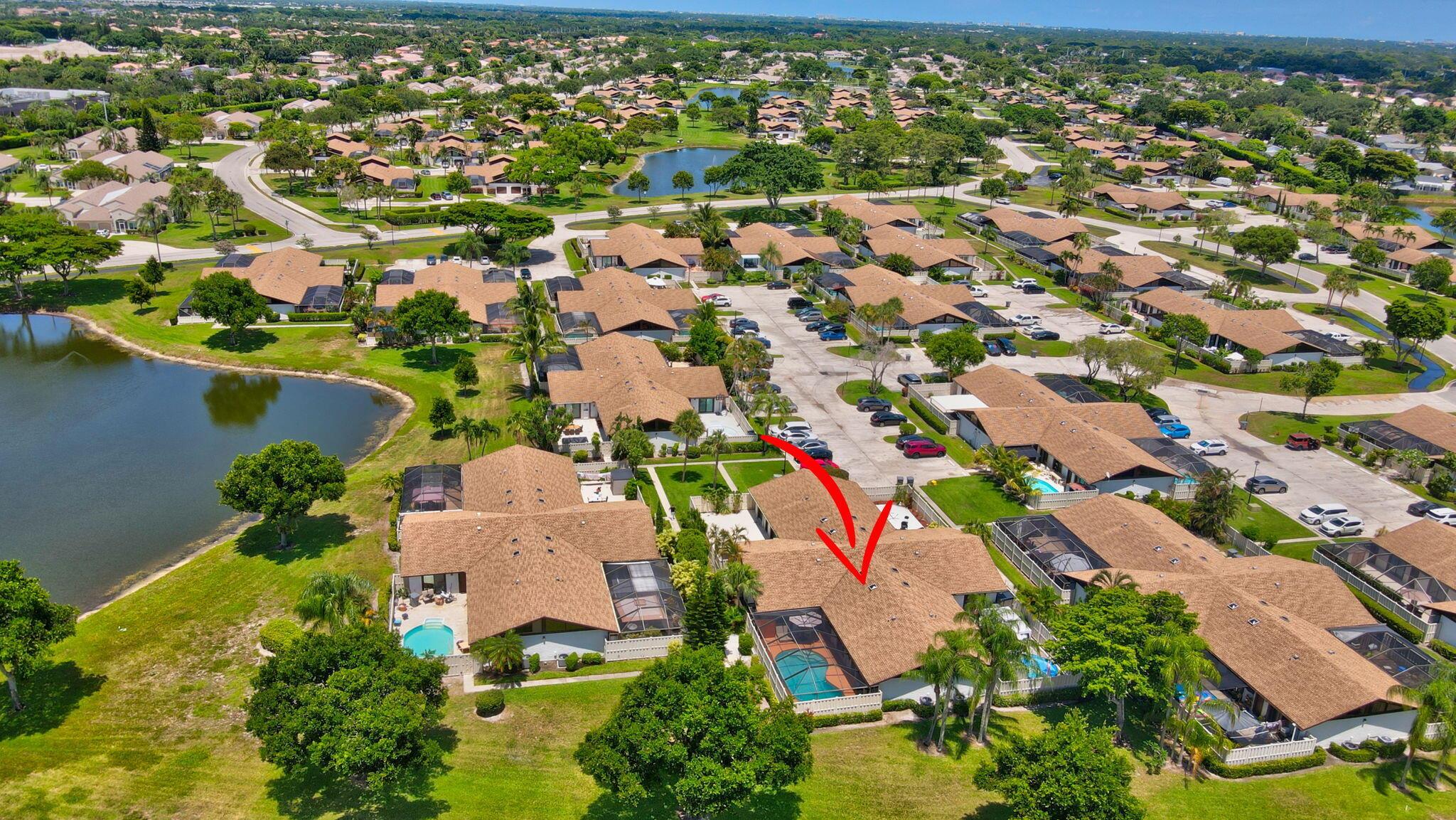 Beautiful single story townhouse with private pool in Boca Gardens! Welcome home to this gorgeous 3 bedroom 2 bath property, fully updated and spacious, with an abundance of natural light and an open floor plan, this home offers the perfect blend of privacy, luxury and convenience! Pool access from all the rooms, vaulted ceilings, new roof, skylight, stainless steel appliances, new plumbing, updated bathrooms, great livable square footage and a private backyard with your own pool! Perfect for entertaining, endless summer vibes, family gatherings, BBQ's and more! 2 assigned parking spots + guest, Perfectly located in Boca Gardens.