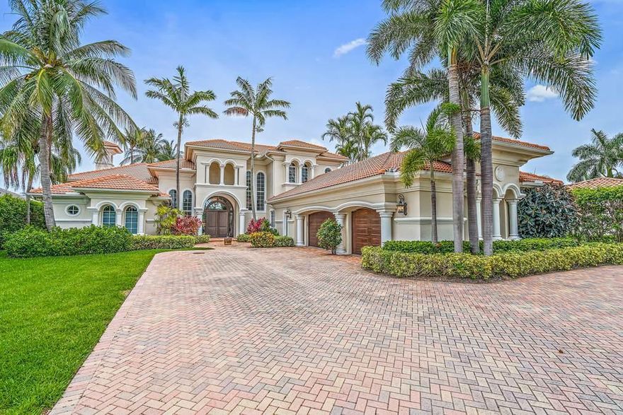 Direct waterfront in Captains Key! Custom 5BR|5.2BA Mediterranean home built on a .65 acre lot overlooking Little Lake Worth. Recent renovations showcase hand-picked finishes, state of the art chef's kitchen with top of the line appliances. Enjoy balcony views of the water from the over-sized master suite. Open floor plan, inviting pool deck, large gated yard, and outdoor kitchen make this home perfect for entertaining indoors and out. Custom infinity edge pool overlooks the dock complete with a boat lift that can accommodate up to a 40FT boat.  Bonus features include a 30 x 50 game room complete with indoor/outdoor bar, fireplace, and coffered ceilings.