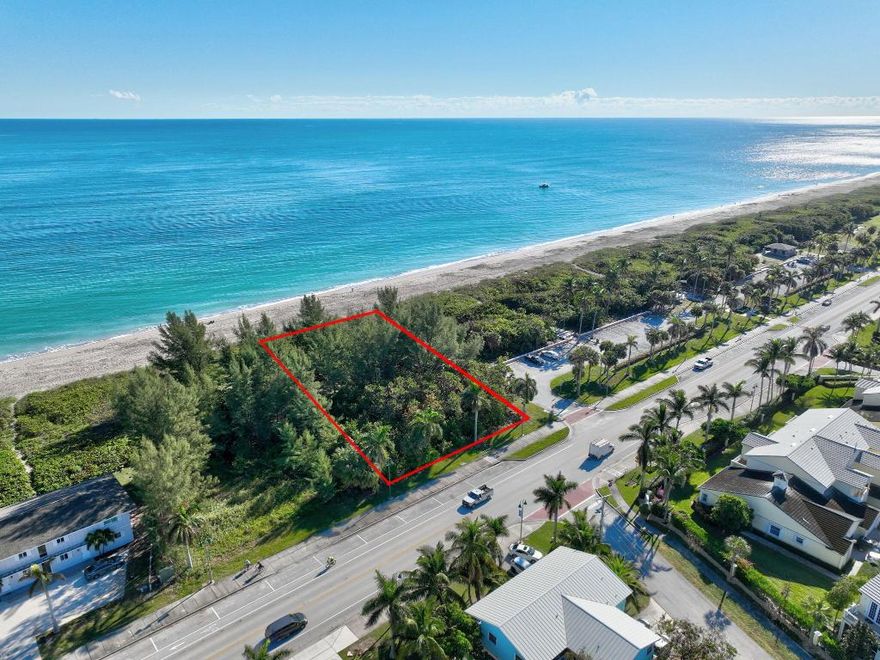 OCEAN FRONT LOT with 123 feet on the ocean. Located on beautiful South Hutchinson Island with 21 miles of uncrowded & unpsoiled beaches. Rare find! Lot size is 124 x 123 ( .37 acres). BUILD YOUR SINGLE FAMILY DREAM HOME OR MULTI-UNITS (DUPLEX) on this beautiful island lot. Adjacent to Kimberly Bergalis Park on A1A ( Jimmy Buffett Memorial Highway).