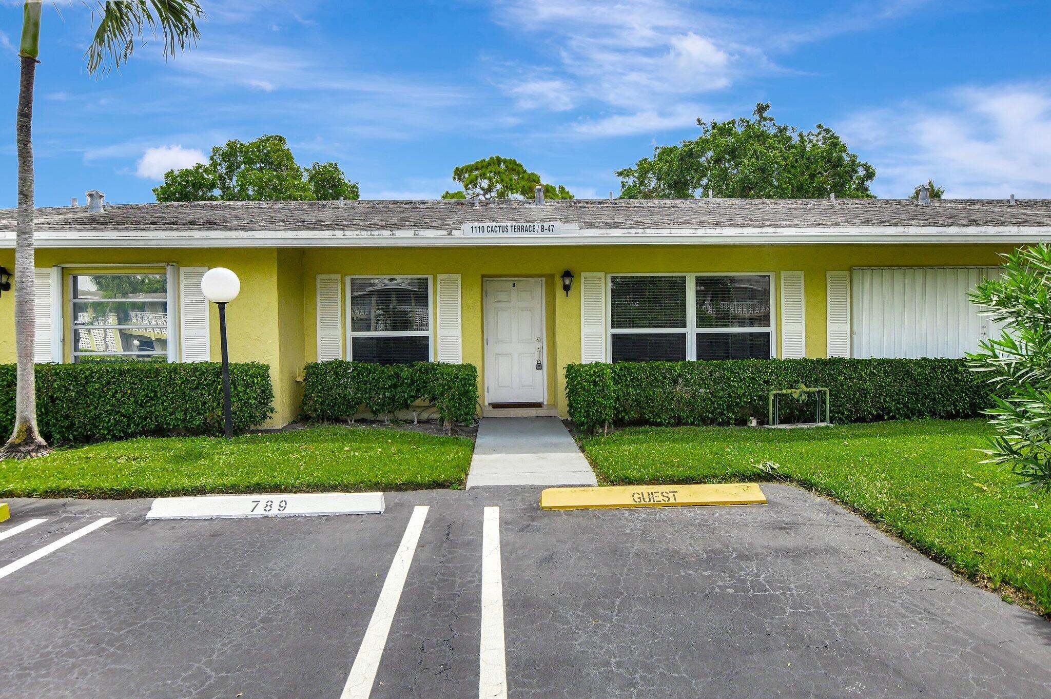 Great opportunity to own a Bright First floor Villa in the beautiful community of Pines of Delray. This 2 bed, 1.1 bath unit is boasting an updated kitchen with modern appliances, NEW washer dryer, NEW A/C, NEW WATER HEATER, NEWER refrigerator, ALL IMPACT WINDOWS and assign parking lot outside the unit. Enjoy all of the amenities, including 2 heated pools, a well-equipped fitness center, clubhouse for gatherings, and recreational activities like bocce, shuffleboard, and tennis/pickleball courts. Experience the ultimate Florida lifestyle at Pines of Delray, situated minutes away from Downtown Delray, shopping, restaurants, pristine beaches, and easy access to I-95. The Association fee includes, Water, Cable and Internet. This community offers unparalleled convenience!