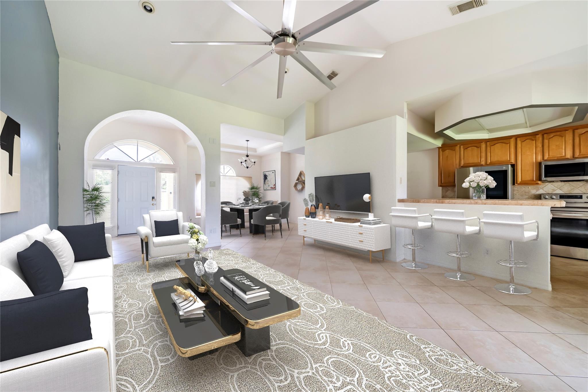 This home offers practical elegance and ample space in a peaceful, family-friendly setting. With thoughtful design, comfortable amenities, and a quiet corner-lot location, it’s ready to become your next cozy home or smart investment. . Perfect for a large family and/or work-from-home space; the split floor plan features 3 bedrooms with a massive bonus room ideal for a 4th bedroom conversion, at-home office, or entertainment area! Master bedroom features large walk-in closet with dual sinks, soaking tub, and separate stand-in shower in the master bath featuring private access to screened patio! Kitchen features a breakfast bar, huge pantry, and 3 panel slider passthrough window to screened patio perfect for family/friend get-togethers!