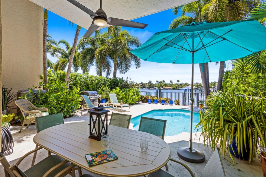 Welcome to Via Marina, a community of eight luxury townhomes fronting the Intracoastal waterway in East Delray Beach's Seagate area, only a couple of blocks from Delray Beach's award-winning oceanfront as well as fine dining and boutique shopping venues along vibrant Atlantic Avenue.
Timeless Mediterranean architecture combines with effortless modern living. Open interiors lead to a waterside garden and loggia, that overlooks a private heated  salt water pool.  Located on a wide basin of the ICW, with private dockage. An attractive perk for boaters! 

Dining Room chandelier is excluded.

Disclaimer see More DISCLAIMER: Information published or otherwise provided by the listing company and its representatives including but not limited to prices, measurements, square footages, lot sizes, calculations, statistics, and videos are deemed reliable but are not guaranteed and are subject to errors, omissions or changes without notice. All such information should be independently verified by any prospective purchaser or seller. Parties should perform their own due diligence to verify such information prior to a sale or listing. Listing company expressly disclaims any warranty or representation regarding such information. Prices published are either list price, sold price, and/or last asking price. The listing company participates in the Multiple Listing Service and IDX. The properties published as listed and sold are not necessarily exclusive to listing company and may be listed or have sold with other members of the Multiple Listing Service. Transactions where listing company represented both buyers and sellers are calculated as two sales. The listing company's marketplace is all of the following: Vero Beach, Town of Orchid, Indian River Shores, Town of Palm Beach, West Palm Beach, Manalapan Beach, Point Manalapan, Hypoluxo Island, Ocean Ridge, Gulf Stream, Delray Beach, Highland Beach, Boca Raton, East Deerfield Beach, Hillsboro Beach, Hillsboro Shores, East Pompano Beach, Lighthouse Point, Sea Ranch Lakes and Fort Lauderdale. Cooperating brokers are advised that in the event of a Buyer default, no financial fee will be paid to a cooperating Broker on the Deposits retained by the Seller. No financial fee will be paid to any cooperating broker until title passes or upon actual commencement of a lease. Some affiliations may not be applicable to certain geographic areas. If your property is currently listed with another broker, please disregard any solicitation for services. Copyright 2023 by the listing company. All Rights Reserved.