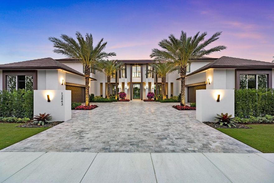 El Sueno is a one-of-a-kind home in the sought-after Palm Beach Polo & Country Club. Primark Partners have collaborated with Affiniti Architects, Decorators Unlimited, and RWB Construction to create this 11,654-square foot 5 bedroom contemporary property boasting 144' of water frontage. Rare marbles were imported from the hills of Italy, gorgeous walnut cabinetry was sourced from Canada, and custom furniture was meticulously designed to give the home an exclusive touch. A gourmet kitchen with Subzero and Wolf appliances, large master suite with morning bar, his and hers master bathroom, and three large second-story guest bedrooms with en suite bathrooms top the list of features. Additionally, no detail was spared in the design showcasing an outdoor kitchen and resort-style pool & spa. Additionally, no detail was spared in the design with large format Italian porcelain and custom oak wide plank wood floors, a wine room and bar, two fireplaces, plus an outdoor space showcasing a fire pit and resort style pool and spa. This property is a must see!