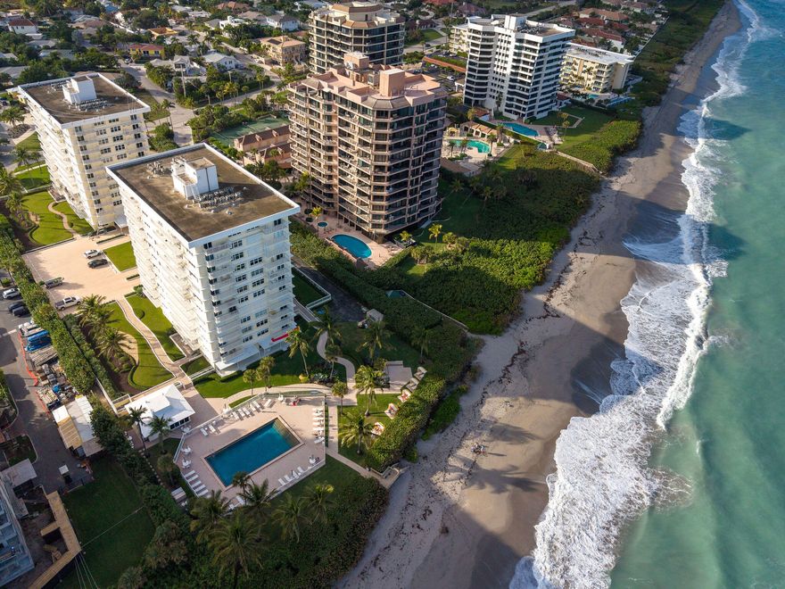Beautifully upgraded oceanfront residence in the private gated community of Brigadoon in Juno Beach. Crisp, clean, & meticulously maintained, this turnkey condo is move-in ready. Wake up to unobstructed ocean views, sip your coffee as sea breezes roll in, & enjoy the soothing rhythm of the Atlantic.Interior features elegant marble floors thru out, enhancing the light, open feel & reflecting the beauty of the coastline. The spacious chef's kitchen is designed for everyday living & entertaining, showcasing quartz countertops, top-tier appliances, & thoughtful finishes.Open, light-filled living spaces frame panoramic ocean views, creating a seamless connection between refined interiors & coastal living. Located just steps from the sand & minutes from Juno Beach's best dining & shopping.