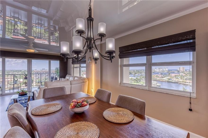 This Must See Premium CORNER PENTHOUSE unit overlooks water from everywhere with the Best OCEAN, INTRACOASTAL, CANAL & CITY VIEWS of any apartment in the complex. This gorgeous unit has been renovated from floor to ceiling, including a high gloss eco ceiling in the living & dining areas. Impact windows, doors & sliders, brand new electrical panel, front door combination lock, custom window treatments, contemporary Thermofoil cabinetry as well as designer wallpaper are just a few of its many qualities. The complex offers amazing amenities including BOAT DOCKS, beautiful remodeled lobby, pool, bbq area, gym, serenity pond plus so much more.