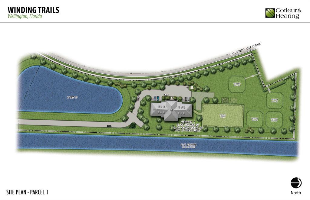 Lot #1 Winding Trails, Wellington's new premier equestrian subdivision, is perfectly positioned in Wellington's epicenter of the sport. Parcel 1 is 4.99 acres and is just a short hack to WEF by dedicated bridle paths. The lot is build ready and all utilities are on site. Other lots available, along with the ability to combine multiple parcels for a larger site. An unbelievable price for 5 acres within true hacking distance to the showgrounds. Get in now!. (Photo rendering is for example purposes only and not a requirement). One time Capital Contribution per lot of $5K to be paid at Closing. HOA fee includes scheduled manure removal.